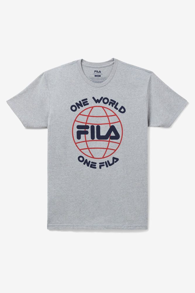 Fila T-Shirt One World Mens Grey - India FVG-790248